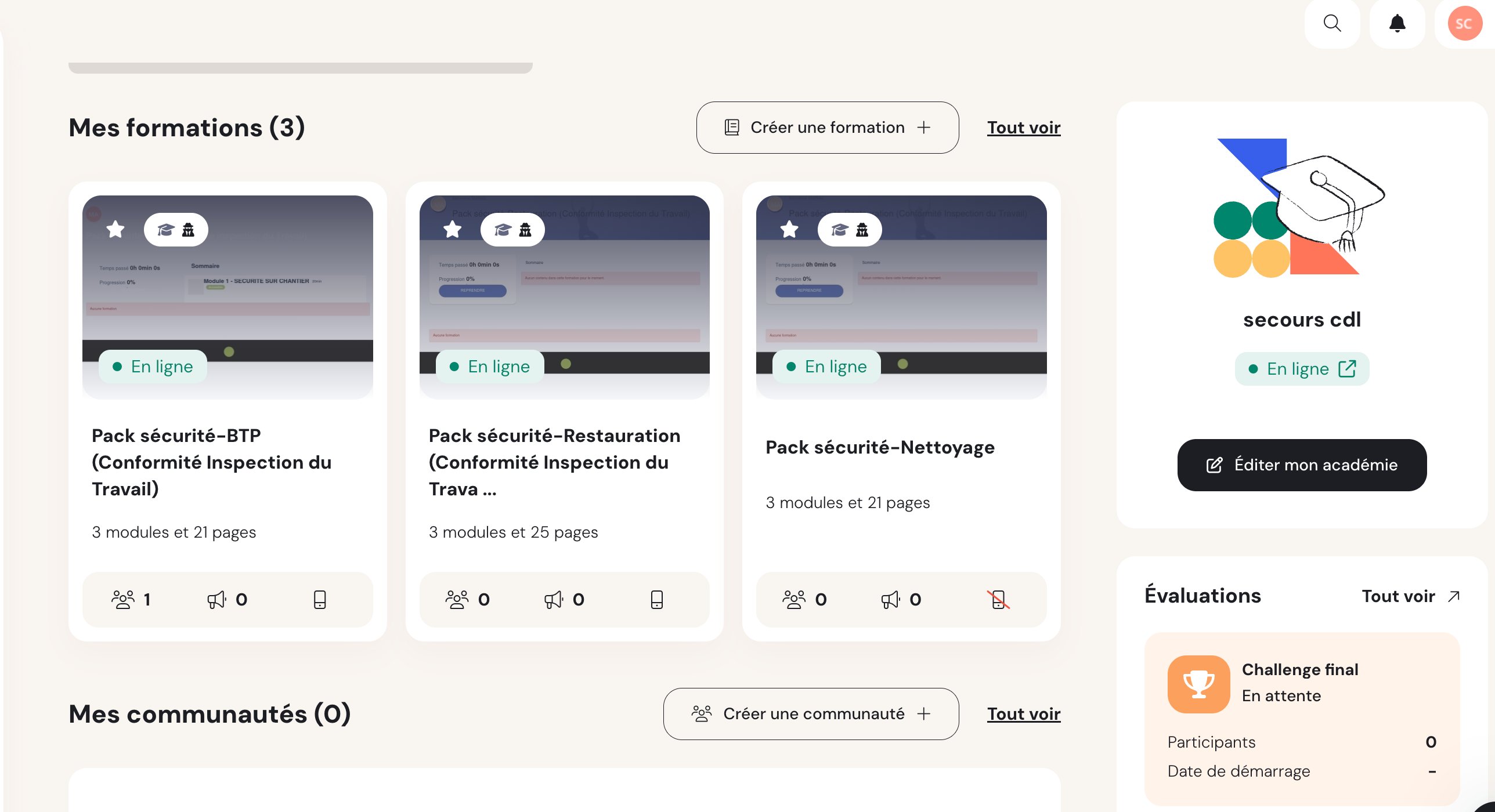 Vos 3 formations en ligne